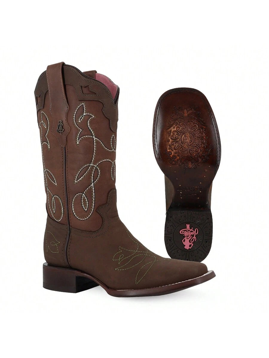 Botas Vaqueras para Mujer Bordadas de Media Pantorrilla