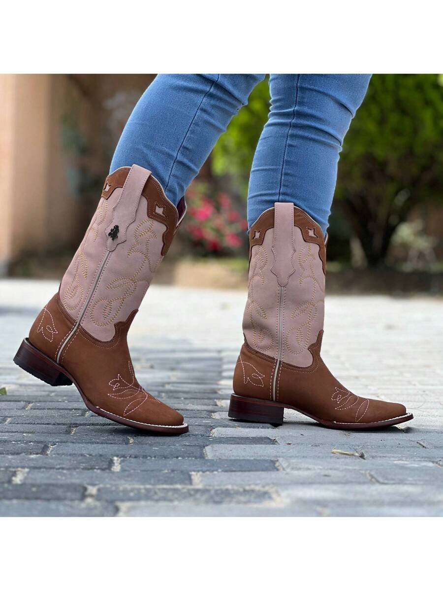 Botas Vaqueras para Mujer Bordadas de Media Pantorrilla