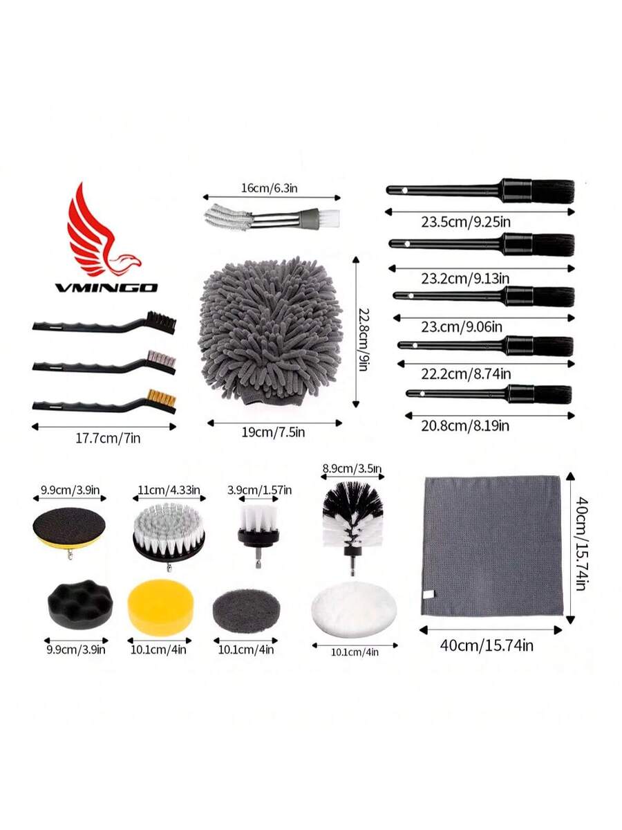 Kit 26pz Limpieza Coche Cepillo De Taladro Electrico Pulidor
