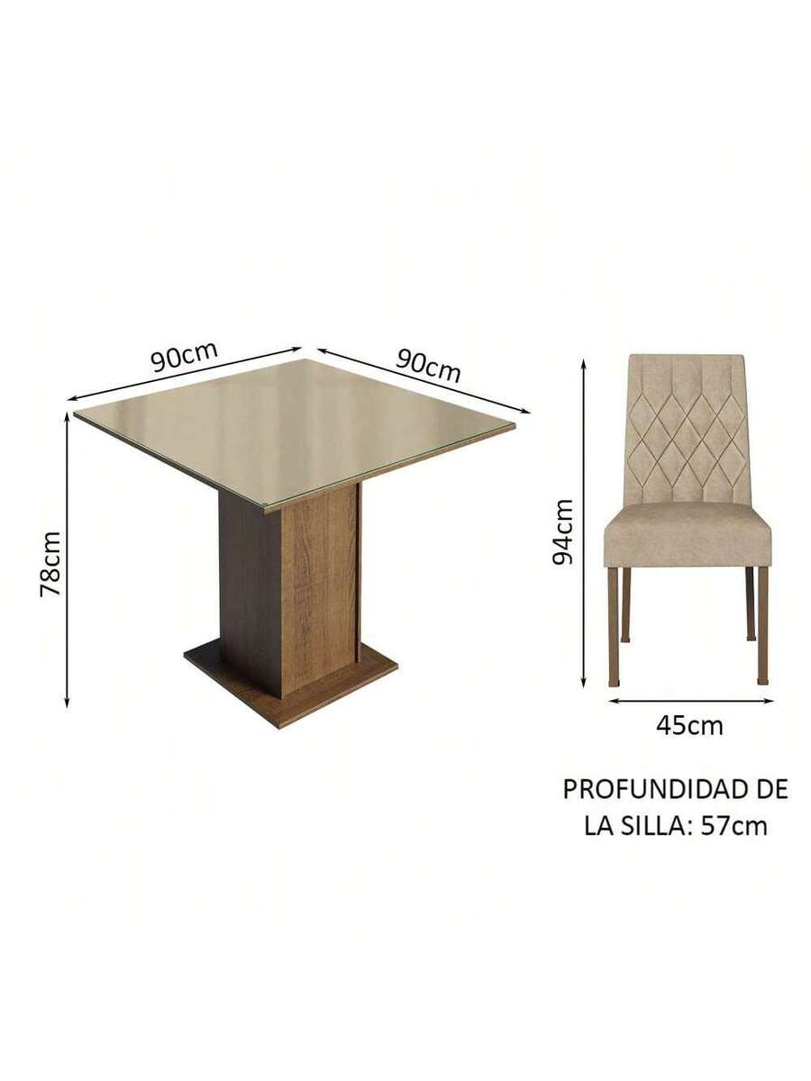 Juego De Comedor Con Mesa Tablero De Cristal Y 4 Sillas