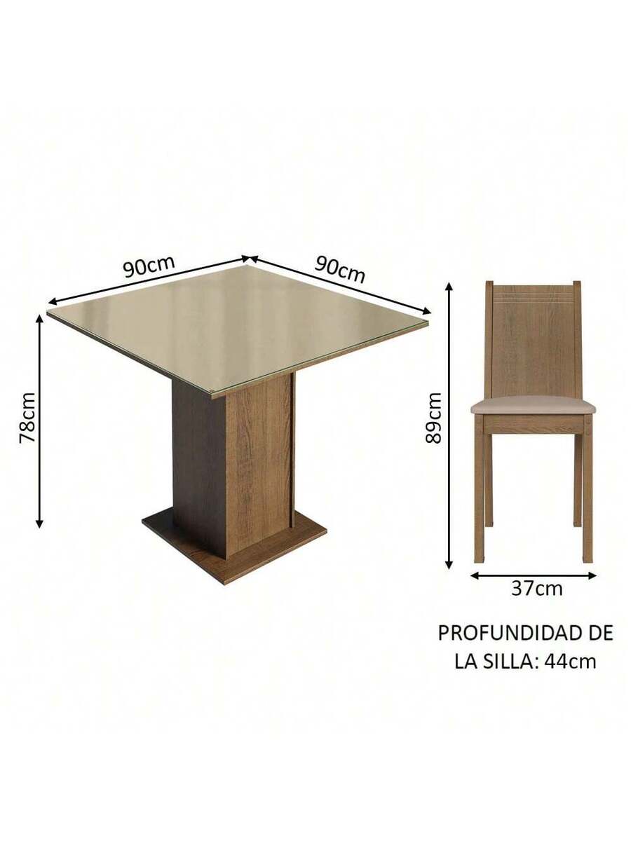 Madesa Mesa De Comedor Con Tapa De Cristal 4 Sillas