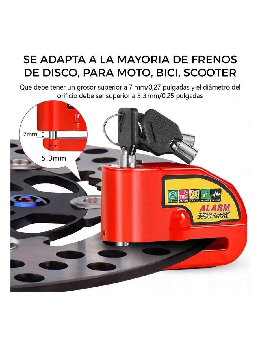 Alarma Candado Motocicleta Bicicleta Antirrobo Impermeable Freno de Disco Bloqueo