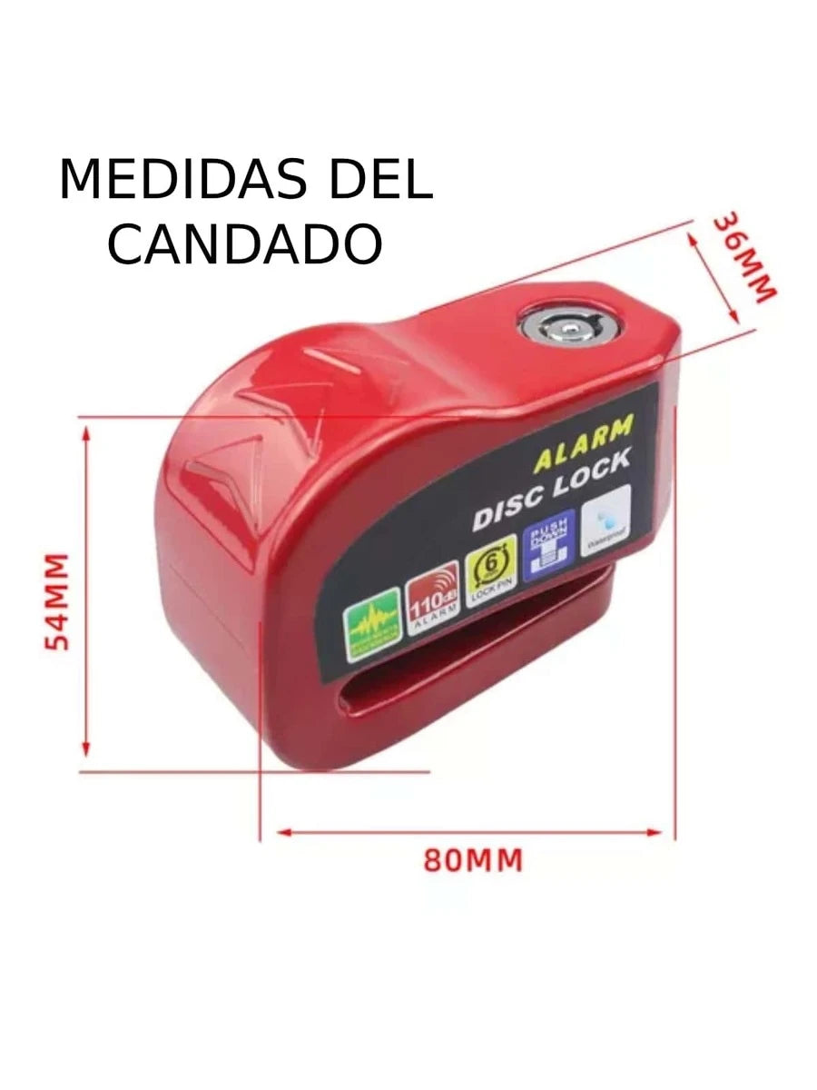 Alarma Candado Motocicleta Bicicleta Antirrobo Impermeable Freno de Disco Bloqueo