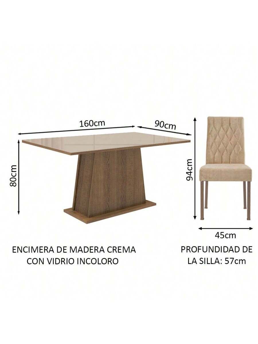 Juego Comedor Con Mesa Y 6 Sillas Madesa