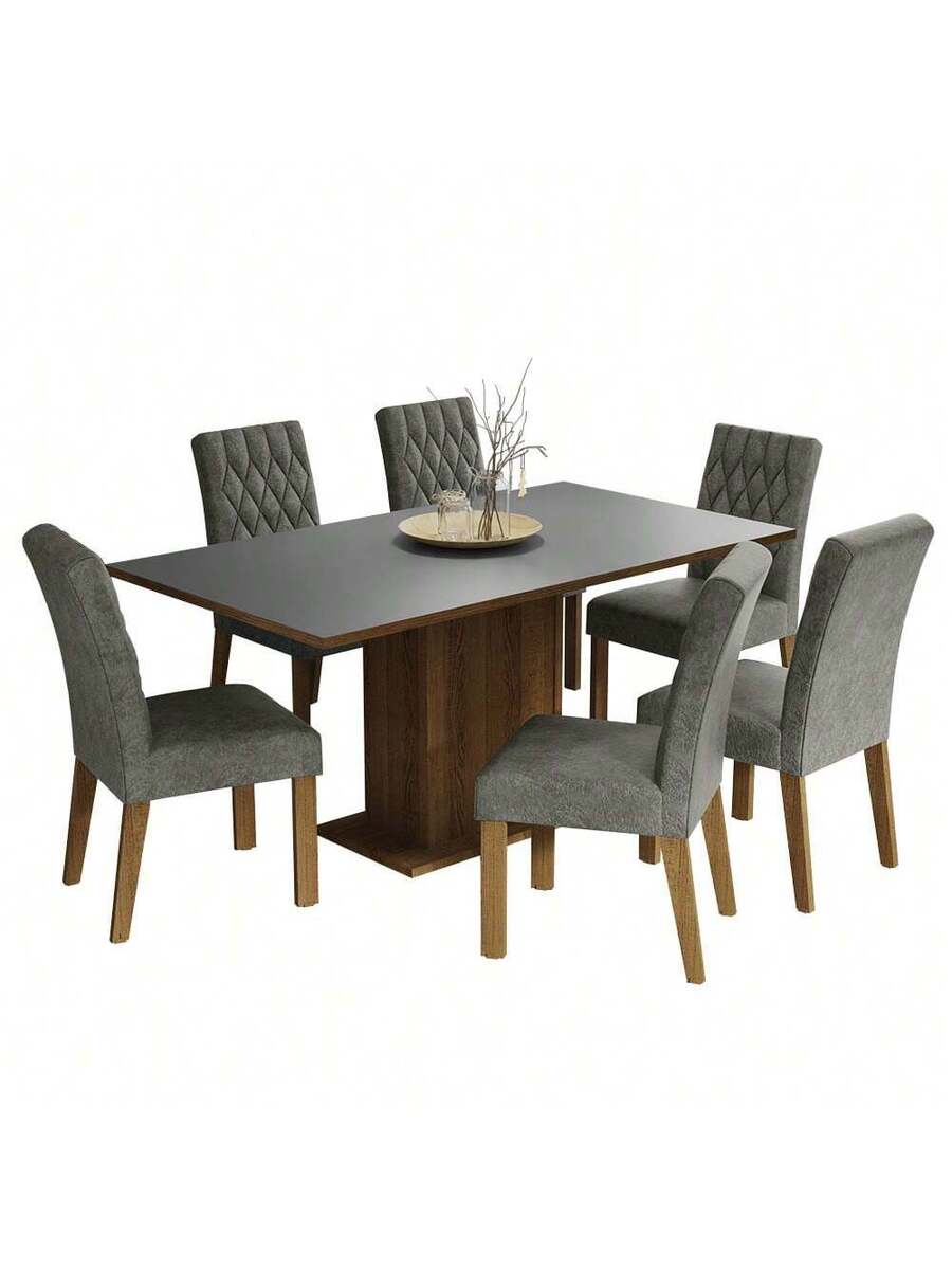 Juego Comedor Mesa Tablero Madera 6 Sillas