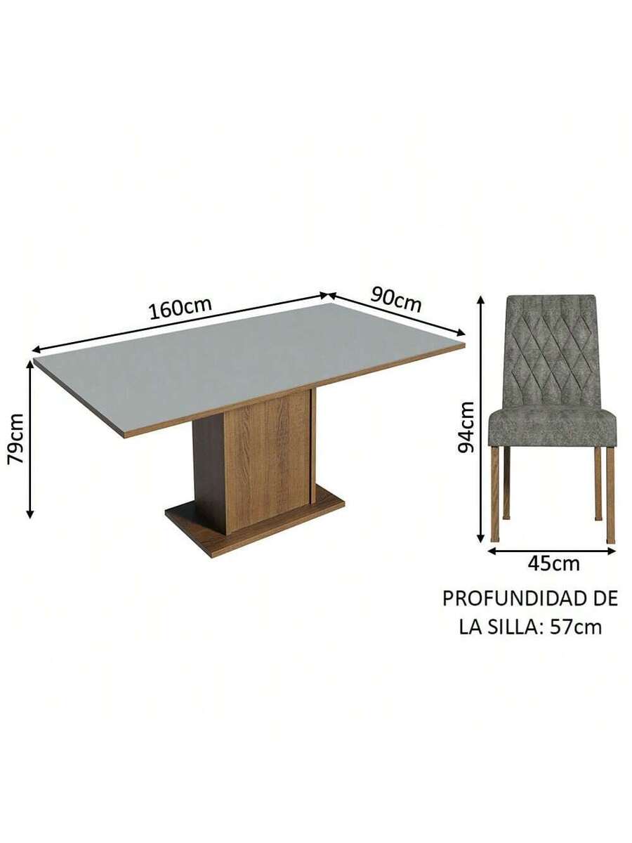 Juego Comedor Mesa Tablero Madera 6 Sillas
