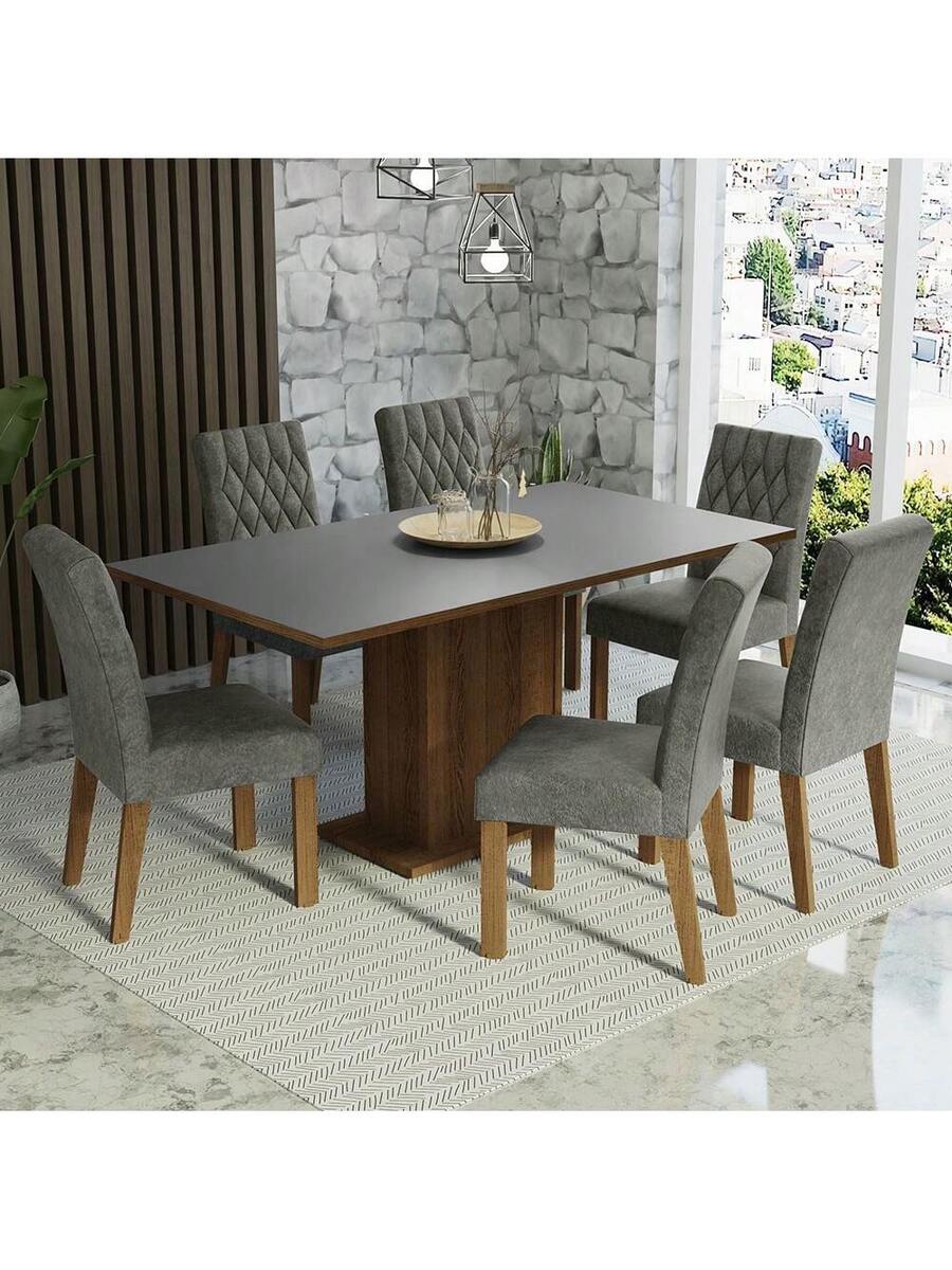 Juego Comedor Mesa Tablero Madera 6 Sillas
