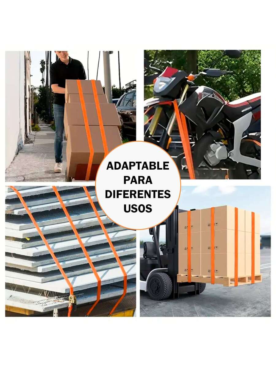 2pzs Sujetador Matraca Cinto 3m Auto Moto Carga Amarre 400kg