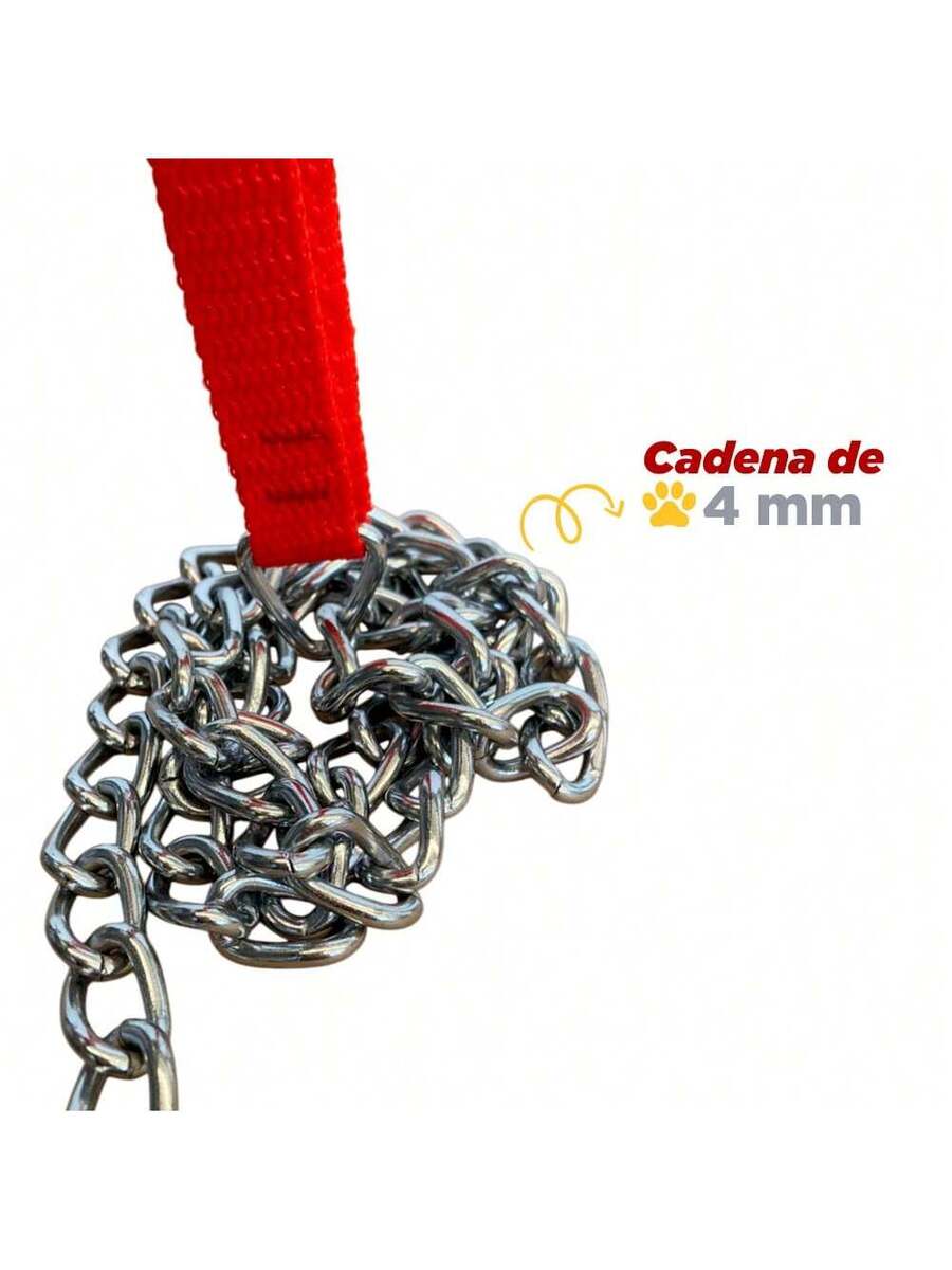 Cadena Correa para Perro de Acero Inoxidable Economica Duradera de Batalla con Agarradera de Nylon