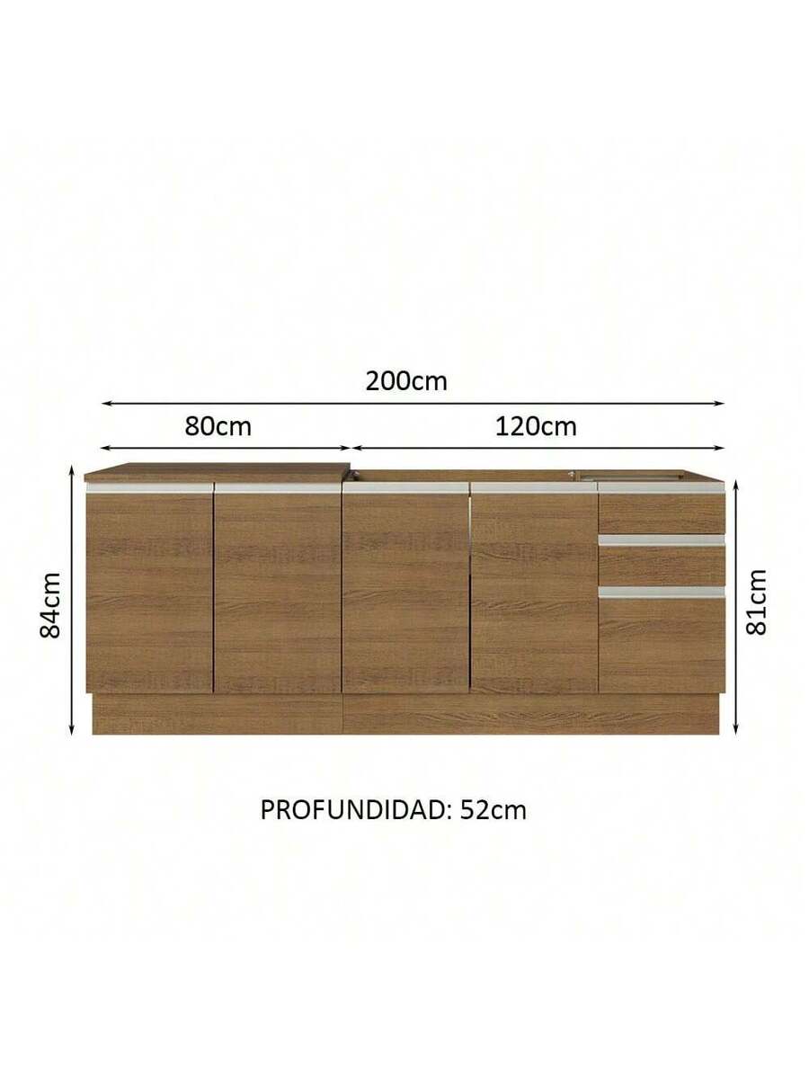 Alacena Gabinete Bajo Madesa Glamy 200cm