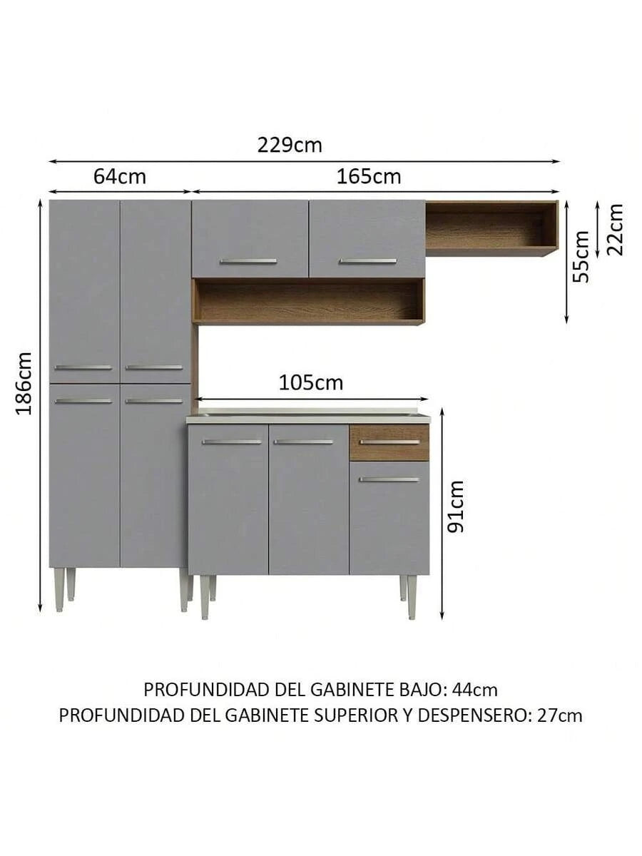 Mueble De Cocina Integral Con Tarja 229cm