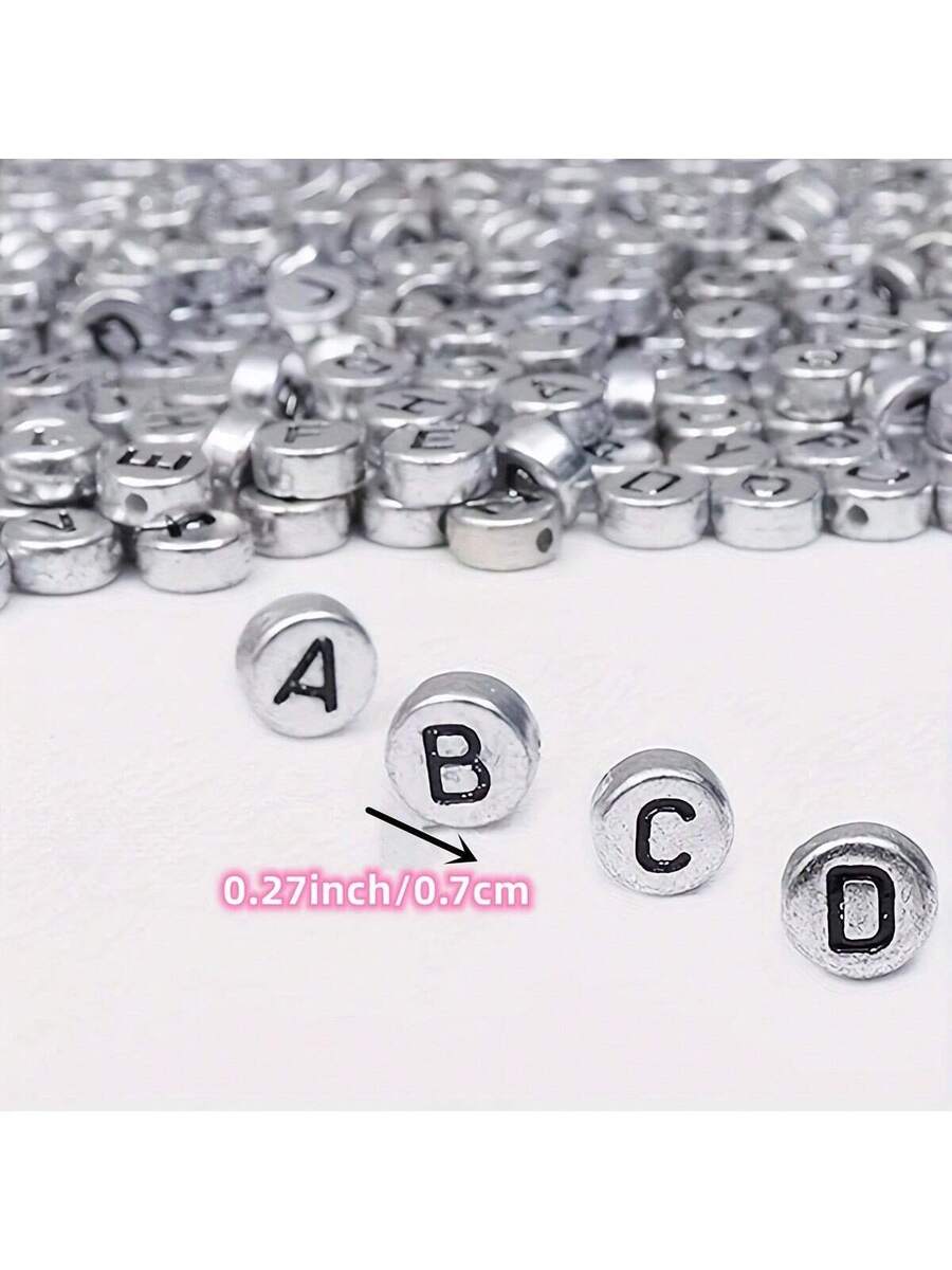 500/100 piezas Cuentas acrílicas redondas plateadas