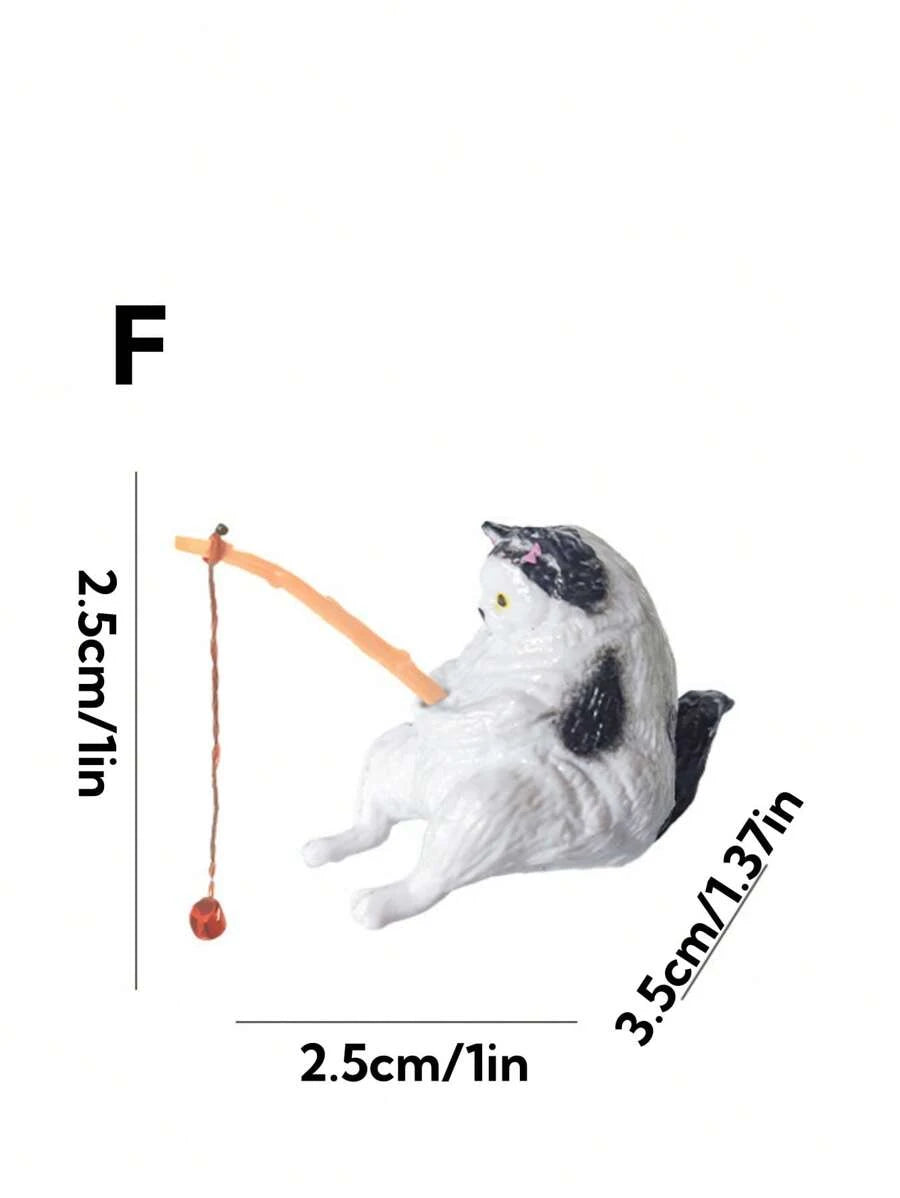 1 pieza Decoración de gato pescando en el acuario