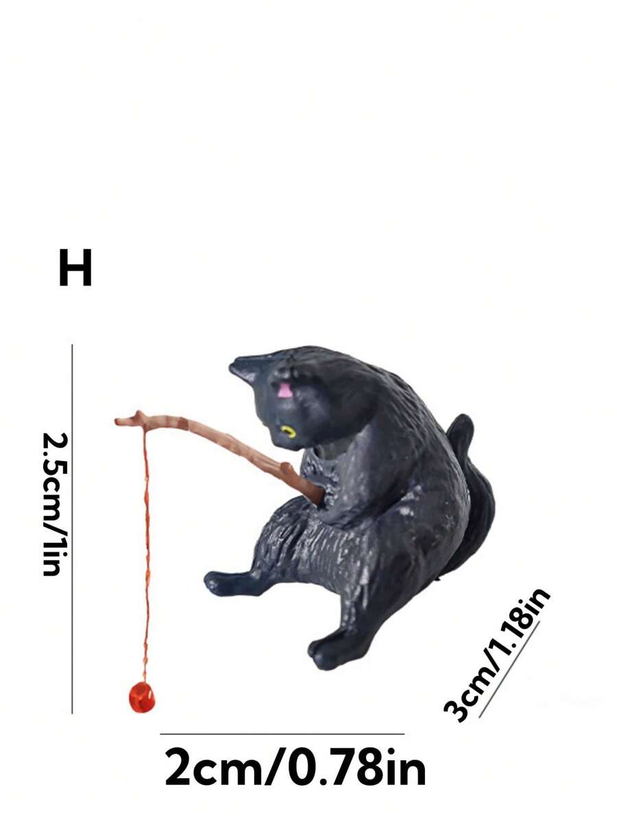1 pieza Decoración de gato pescando en el acuario