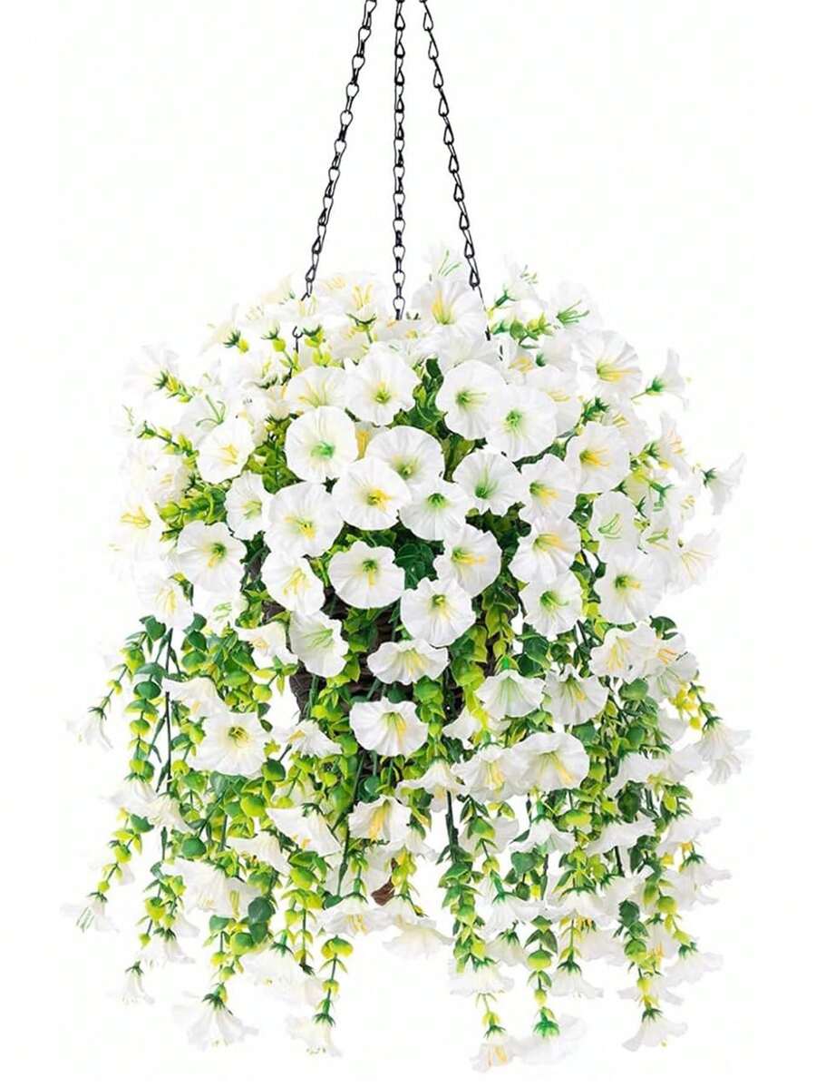 Flores artificiales colgantes de seda y hojas de eucalipto