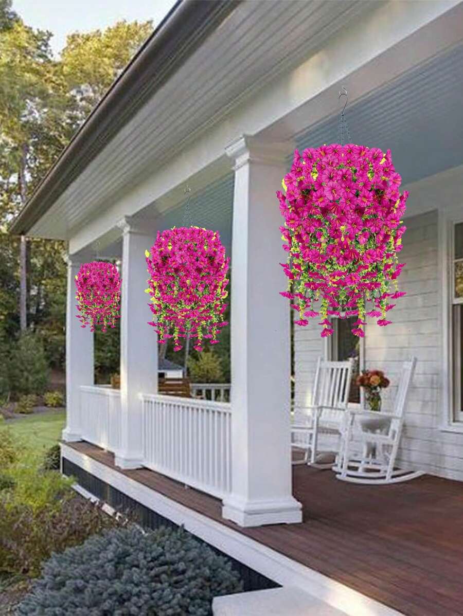 Flores artificiales colgantes de seda y hojas de eucalipto