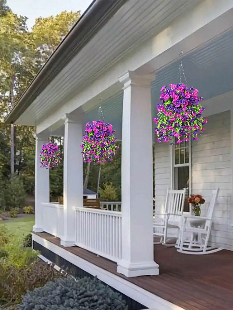 Flores artificiales colgantes de seda y hojas de eucalipto