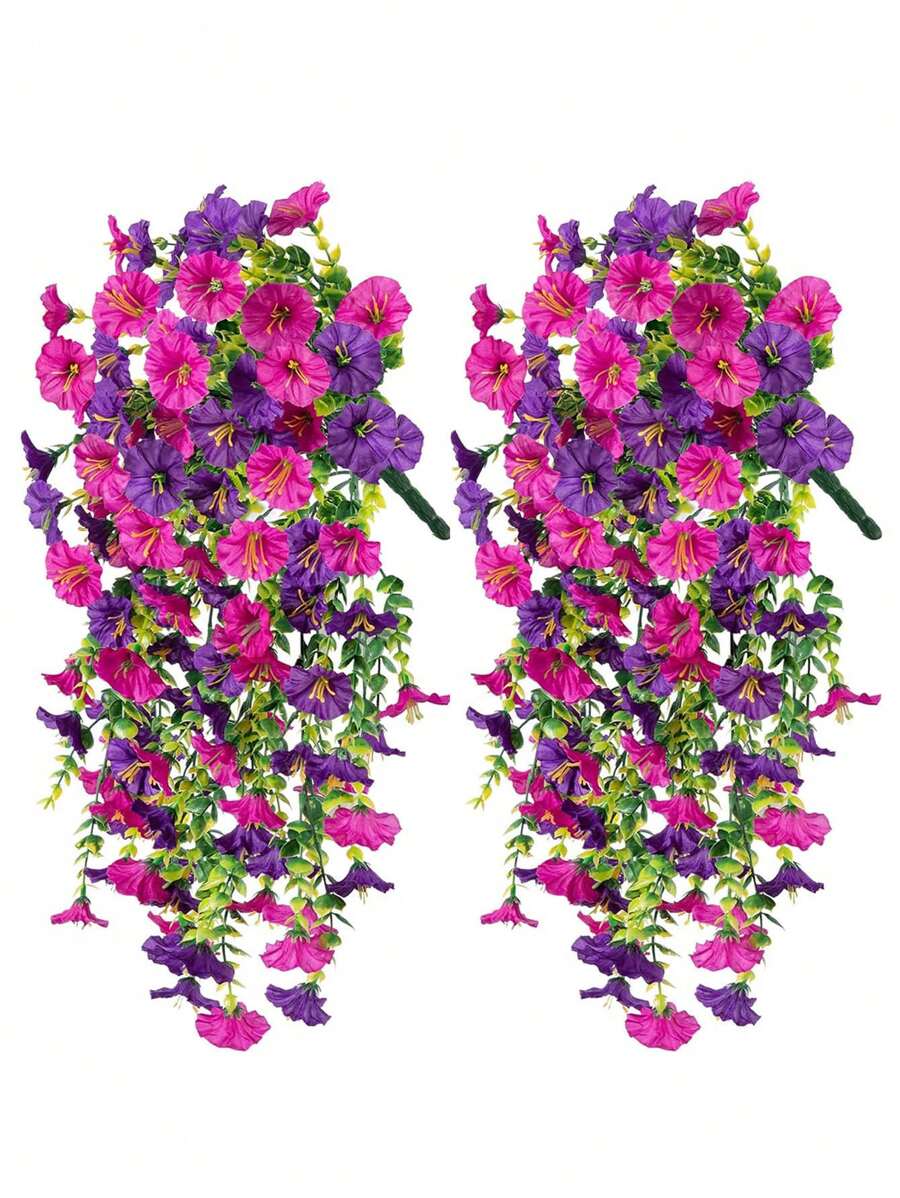 Flores artificiales colgantes de seda y hojas de eucalipto