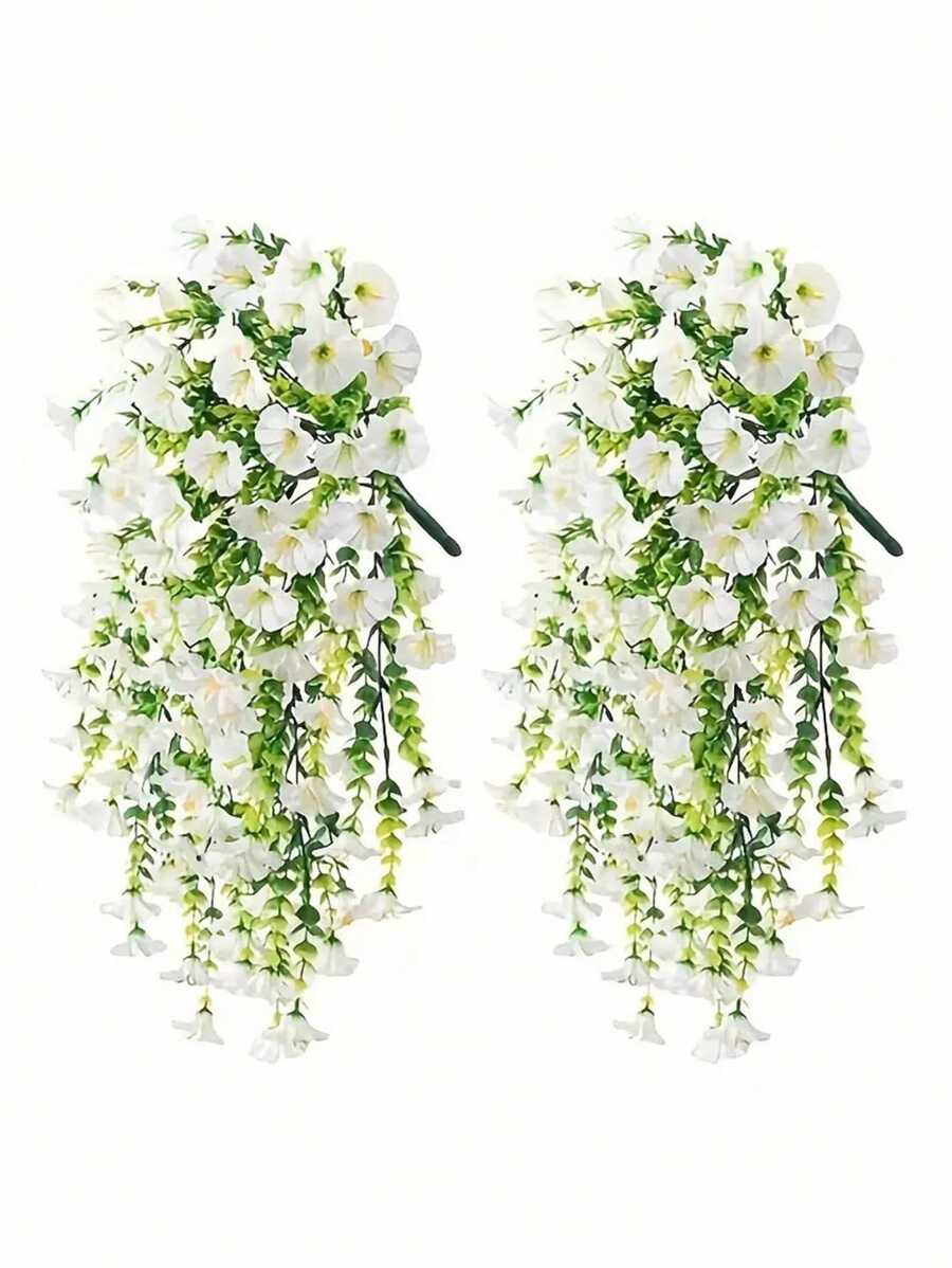 Flores artificiales colgantes de seda y hojas de eucalipto
