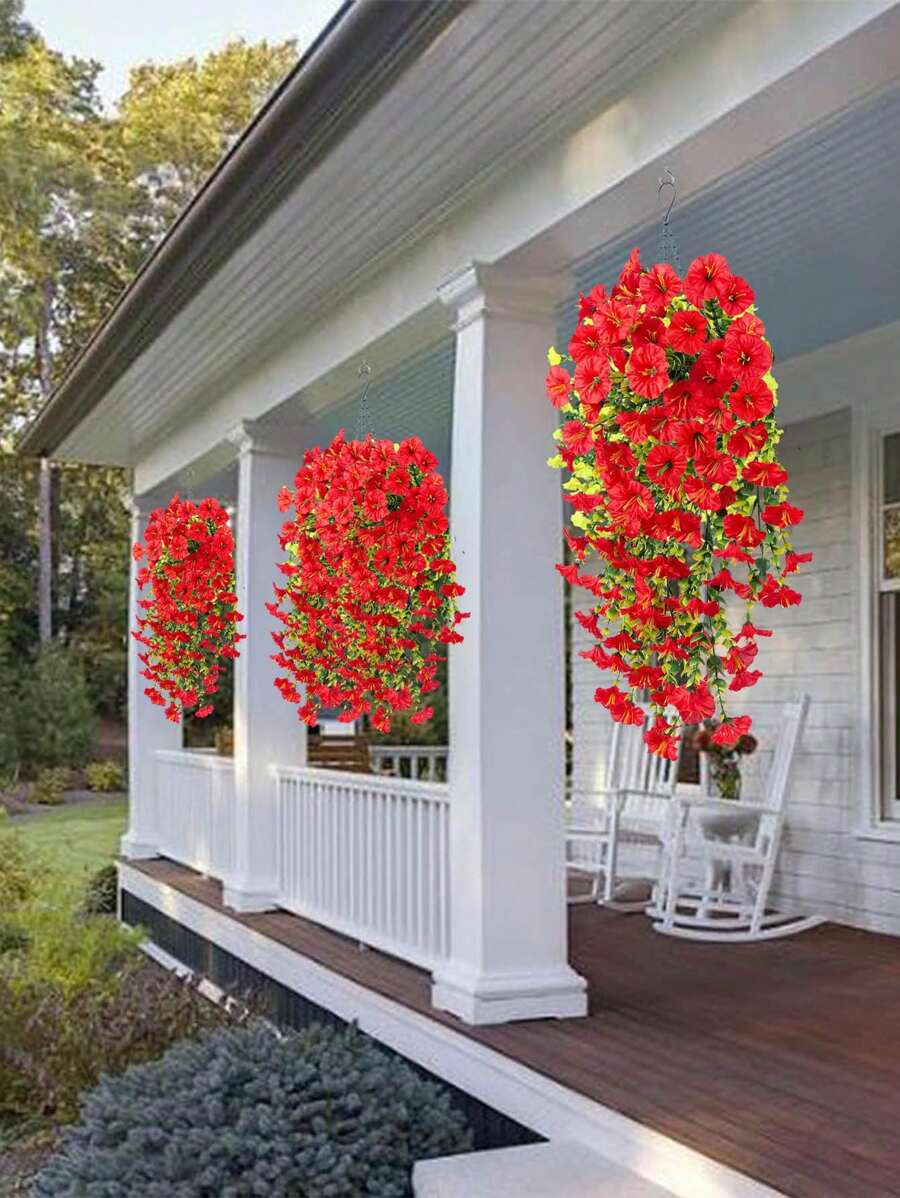 Flores artificiales colgantes de seda y hojas de eucalipto