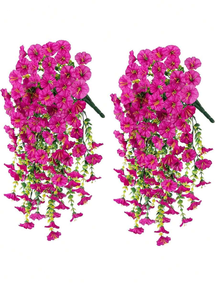 Flores artificiales colgantes de seda y hojas de eucalipto