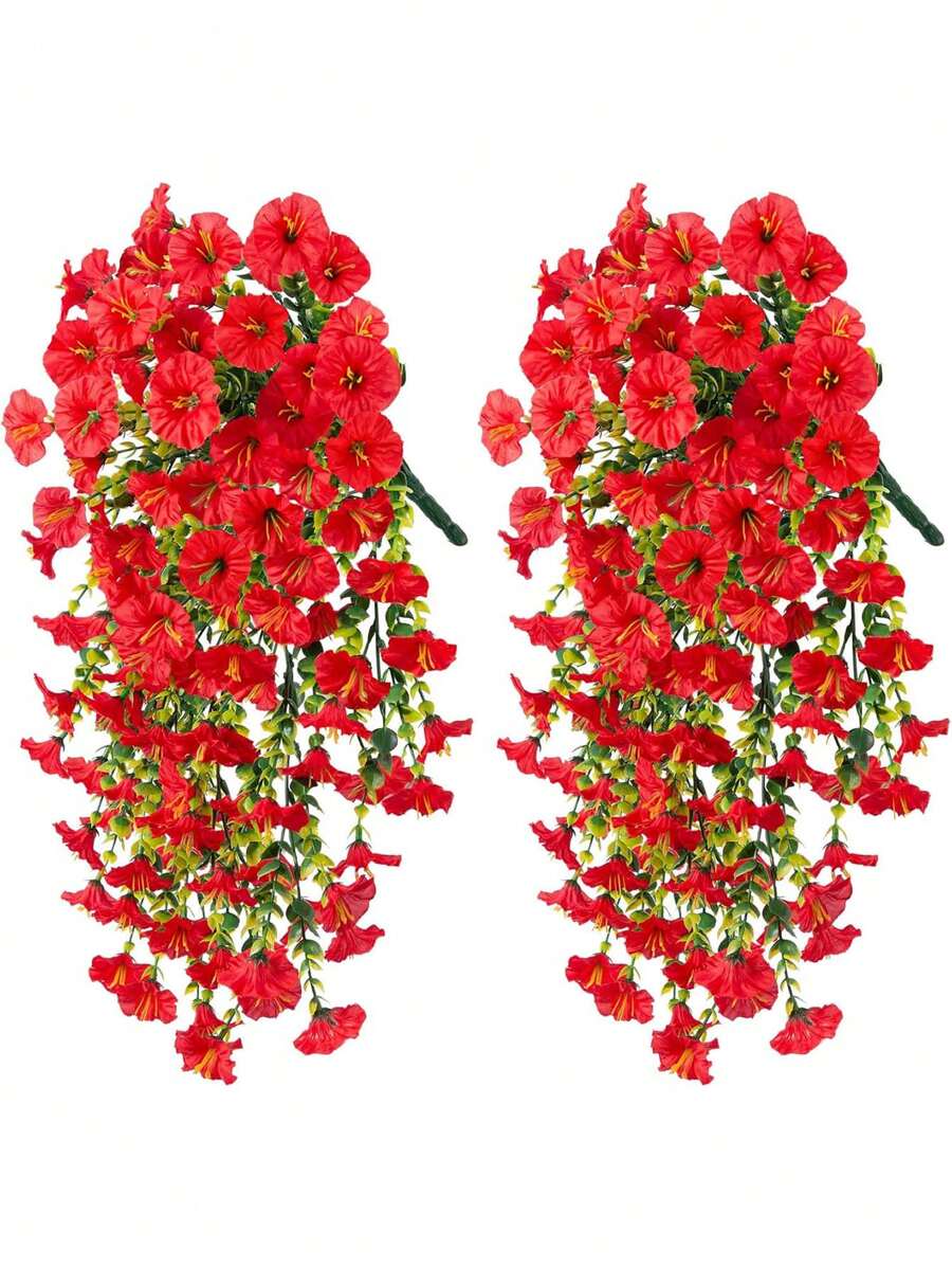 Flores artificiales colgantes de seda y hojas de eucalipto