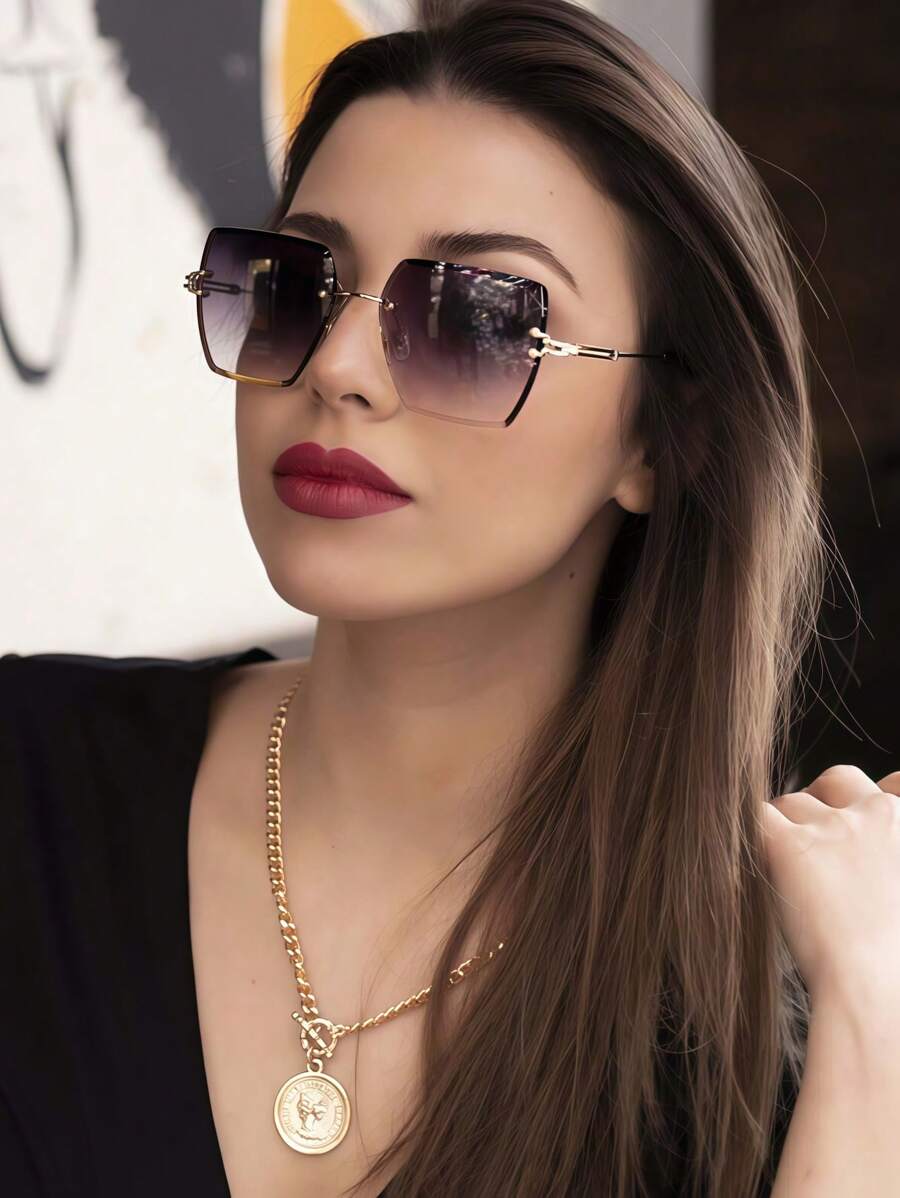 Gafas decorativas de moda con bordes fotogénicos y sin marco cuadrados