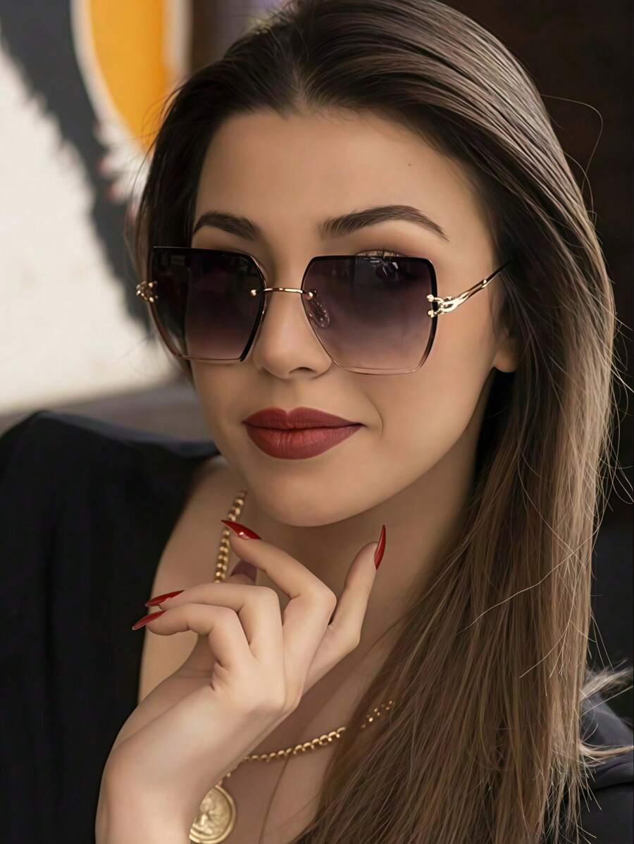 Gafas decorativas de moda con bordes fotogénicos y sin marco cuadrados