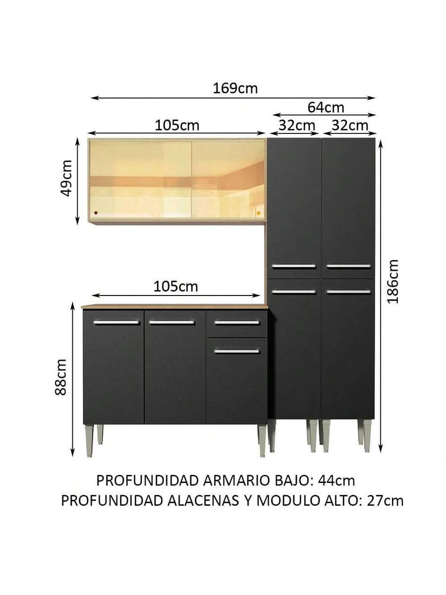 Cocina Integral Completa Modular Madesa 169cm