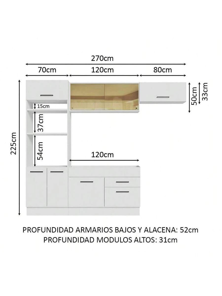 Cocina Integral Completa Modular Madesa Agata 270cm