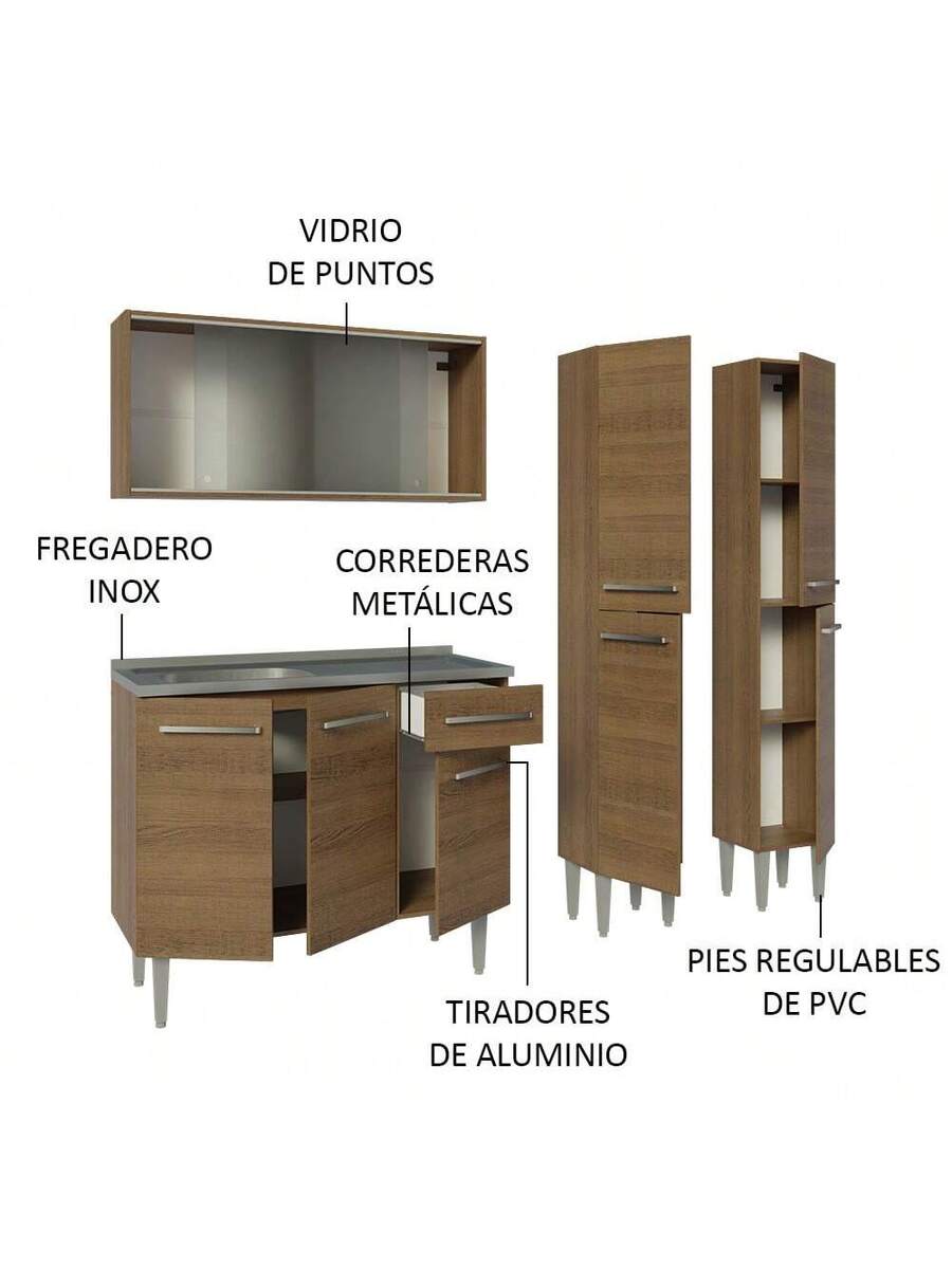 Cocina Integral Completa Modular Madesa Emilly 169cm