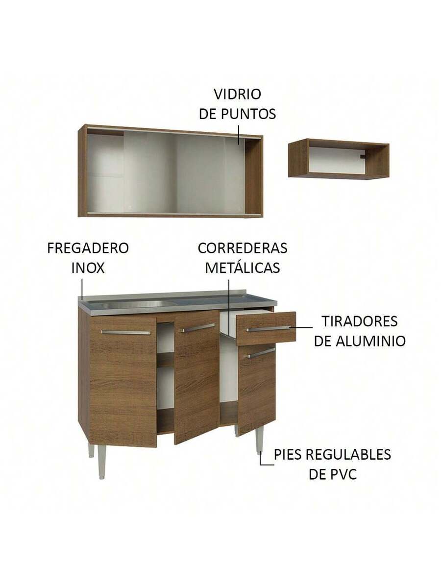Cocina Integral Completa Modular Madesa 165cm Con Tarja