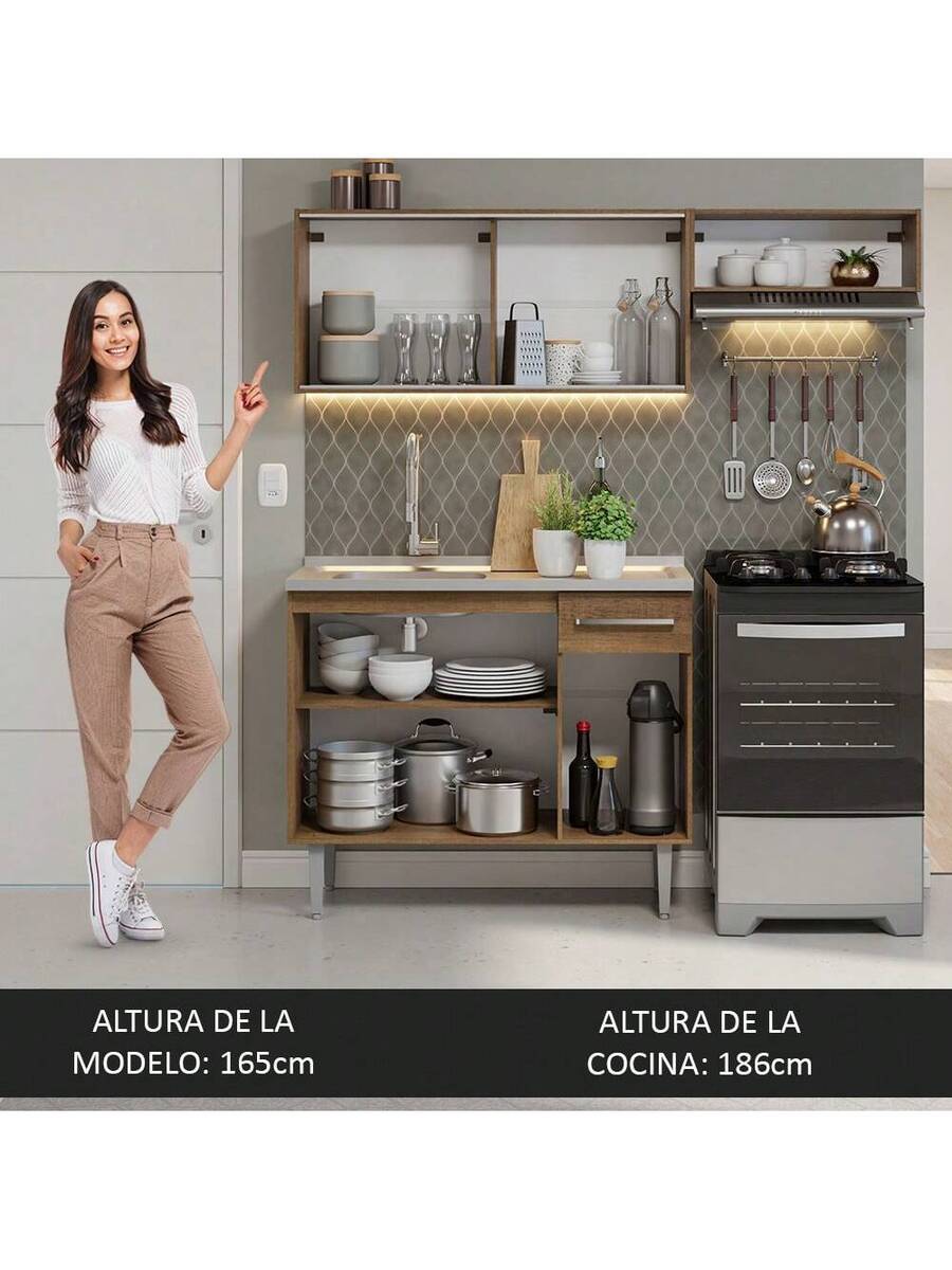 Cocina Integral Completa Modular Madesa 165cm Con Tarja