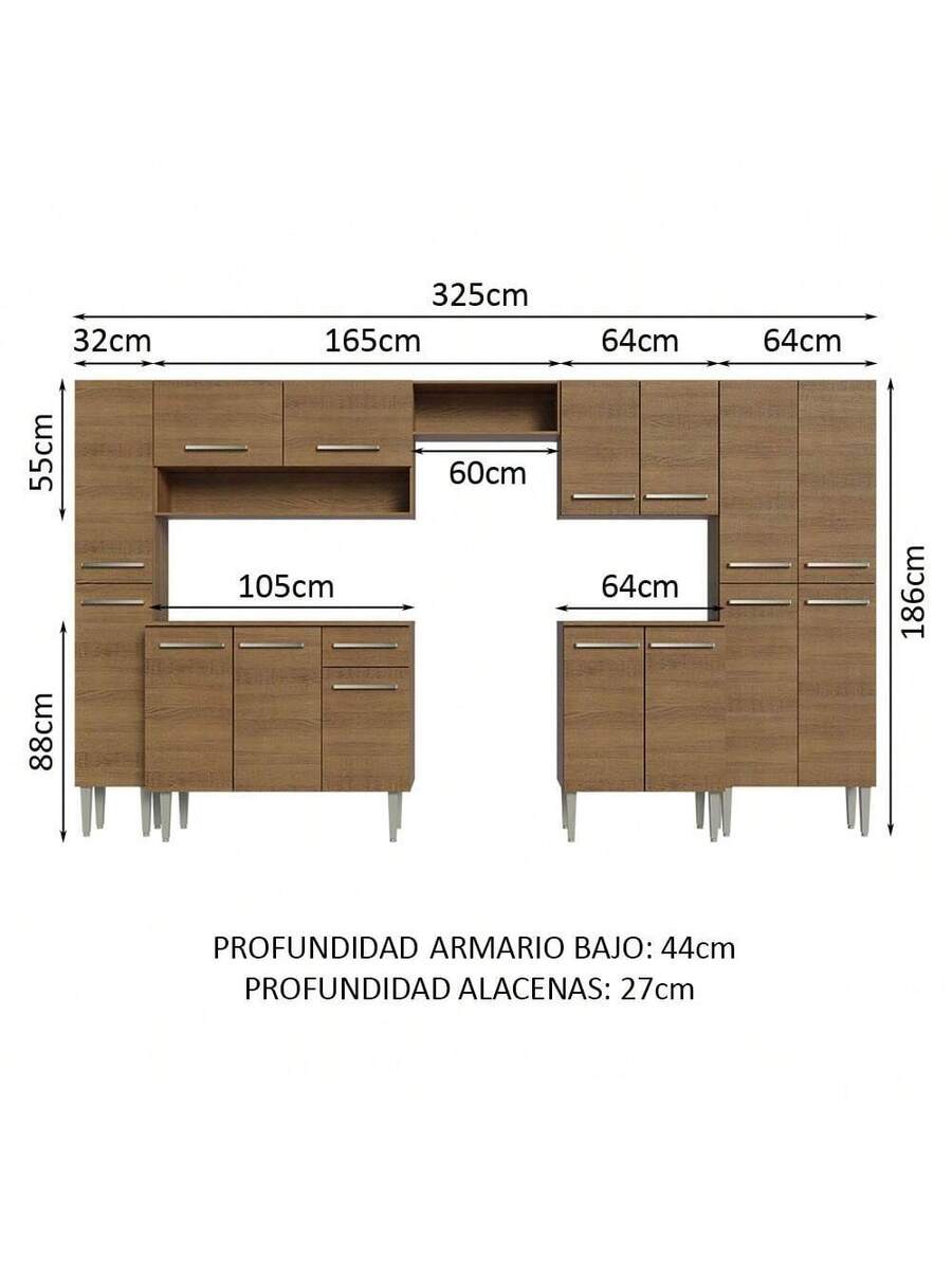 Cocina Integral Completa Modular Madesa 325cm