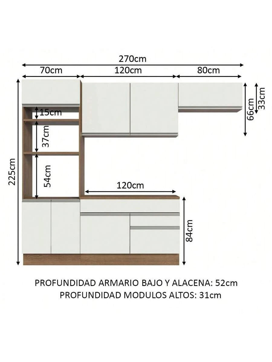 Cocina Integral 270cm Glamy Madesa