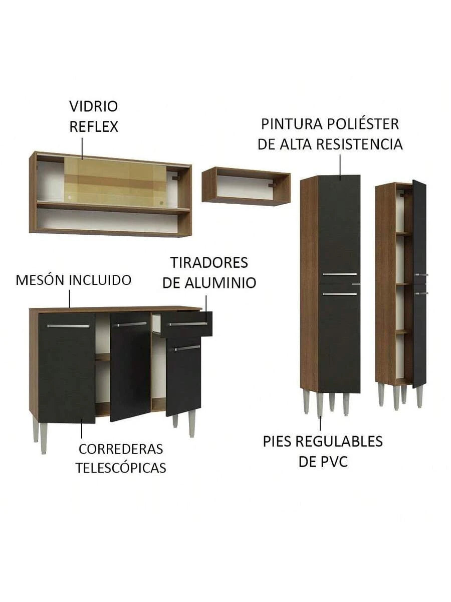 Cocina Integral Completa Modular Madesa Emilly 229cm