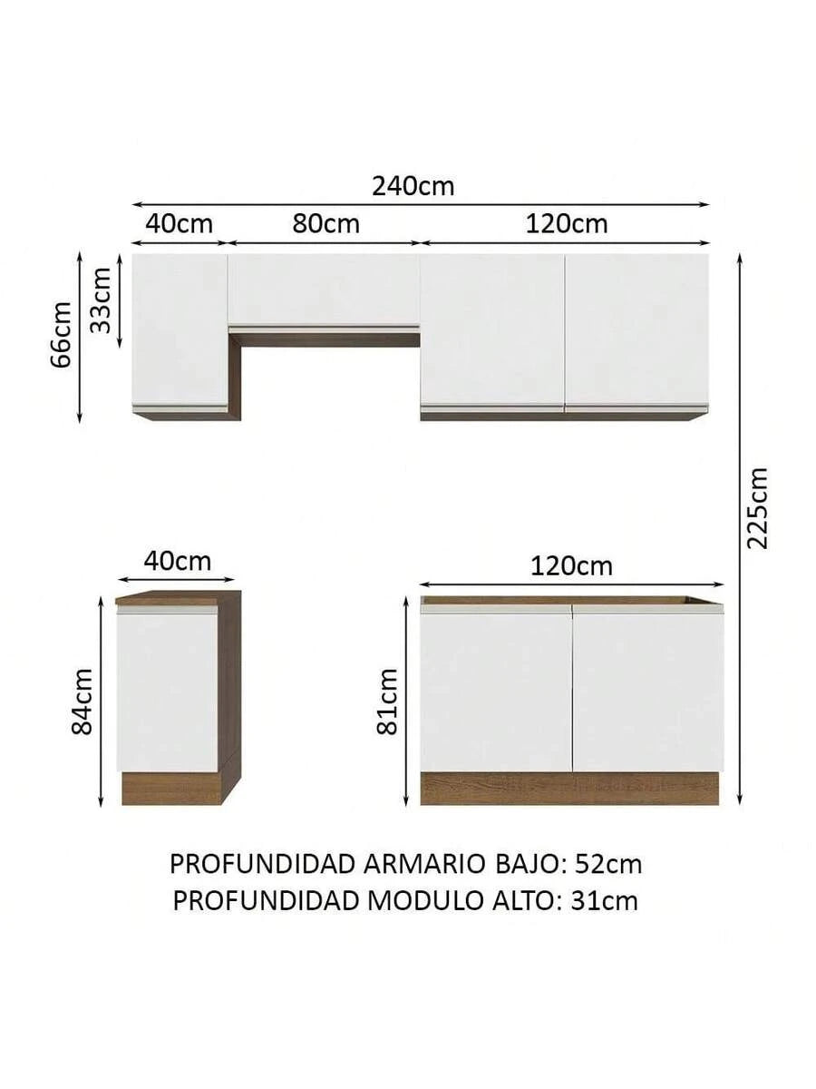 Mueble De Cocina Integral 240cm Glamy Madesa 10