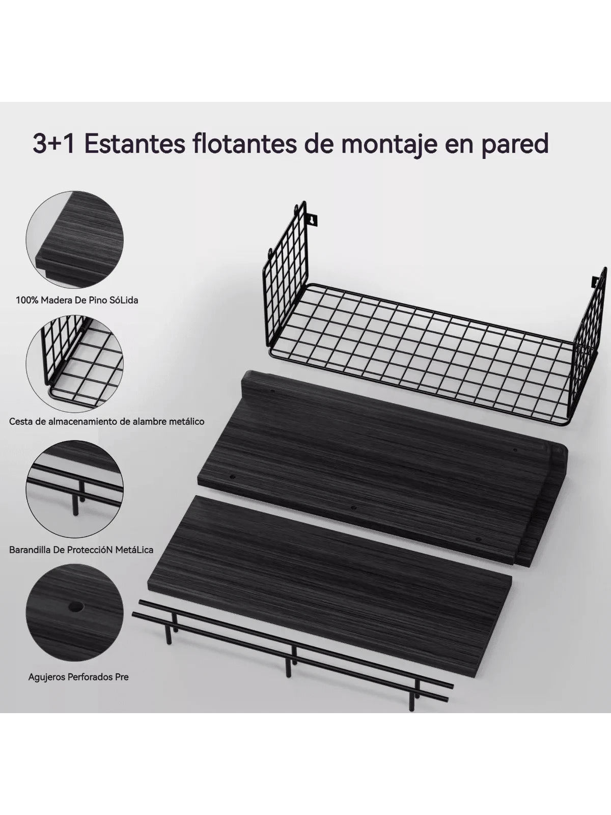 3 Repisas Flotantes de Madera