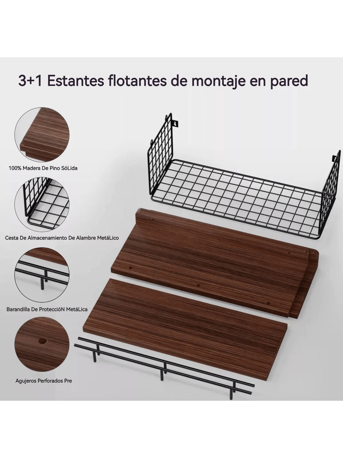 3 Repisas Flotantes de Madera