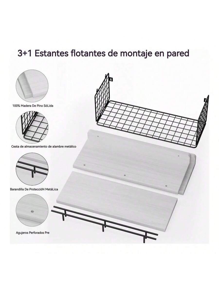3 Repisas Flotantes de Madera