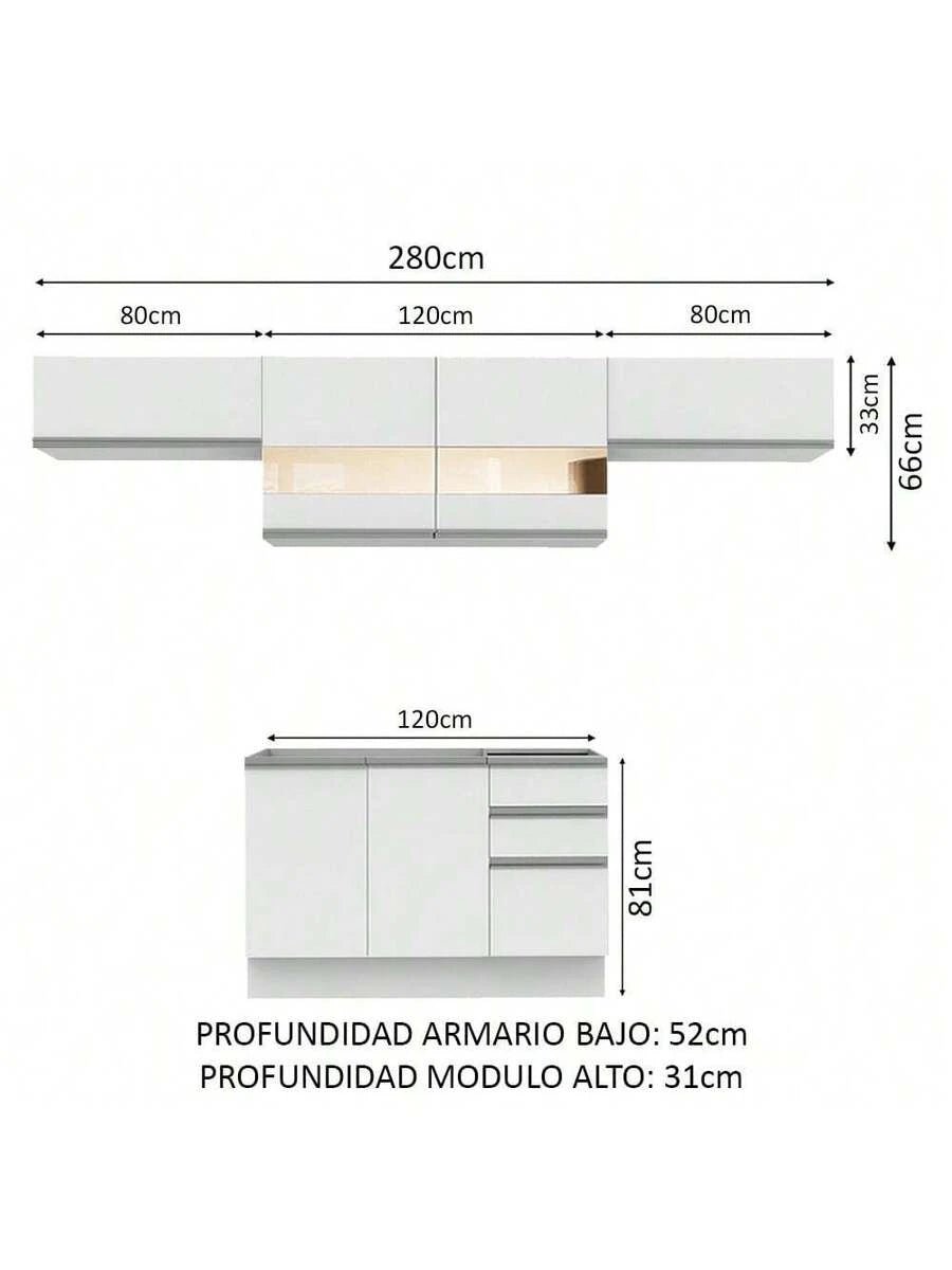 Cocina Integral Completa Modular Madesa 280cm