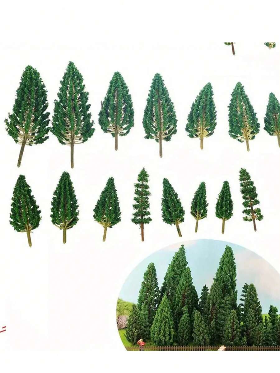 Árboles de plástico en escala