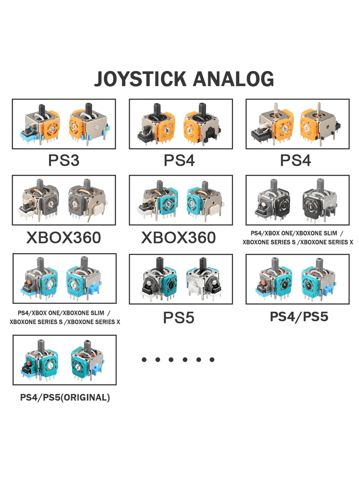 Repuesto de Palanca de mando analógica 3D para controladores de PS 5/PS 4/Switch Pro/