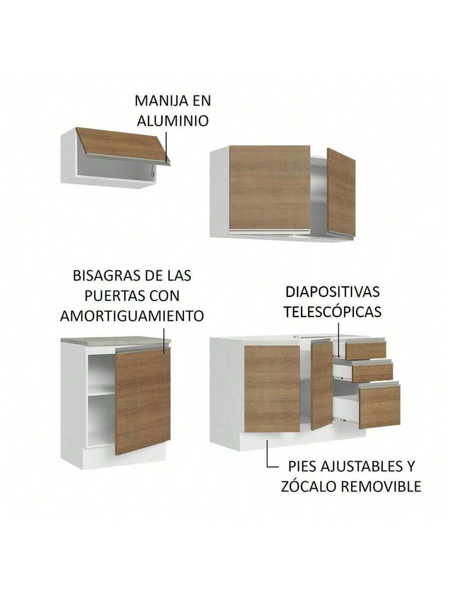 Cocina Integral Madesa Glamy Sin Encimera 180cm