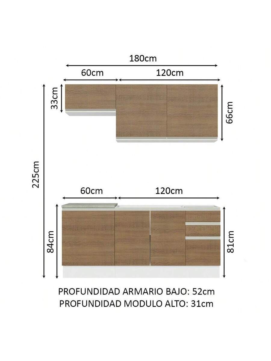Cocina Integral Madesa Glamy Sin Encimera 180cm