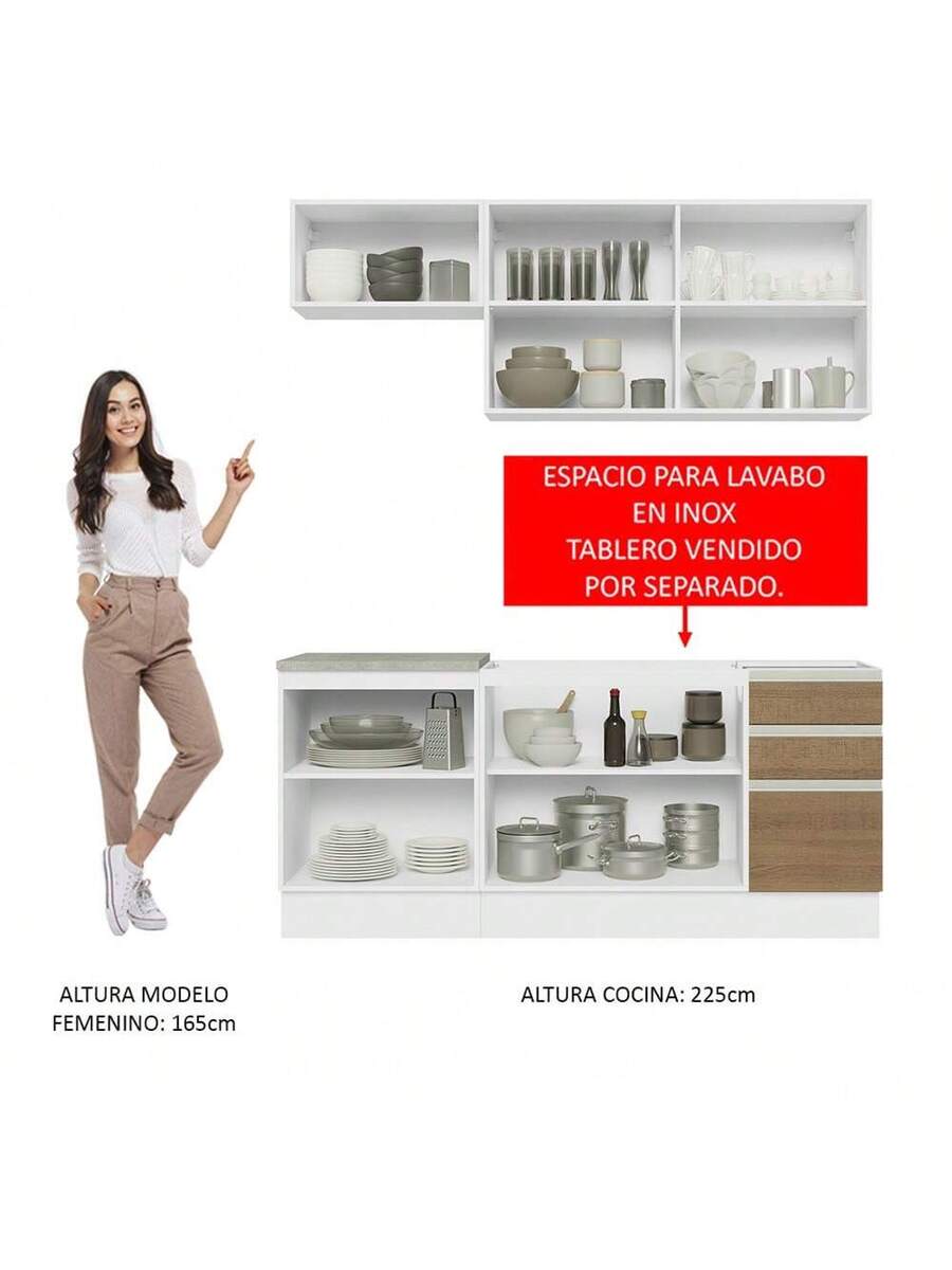 Cocina Integral Madesa Glamy Sin Encimera 180cm