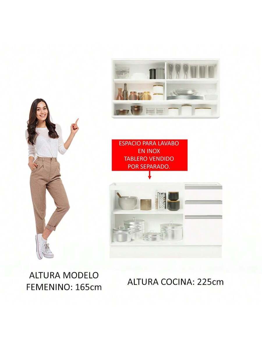 Cocina Integral Madesa Glamy Sin Tarja 120 Cm