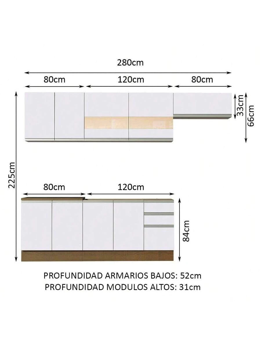 Cocina Integral Completa Modular Madesa 280cm