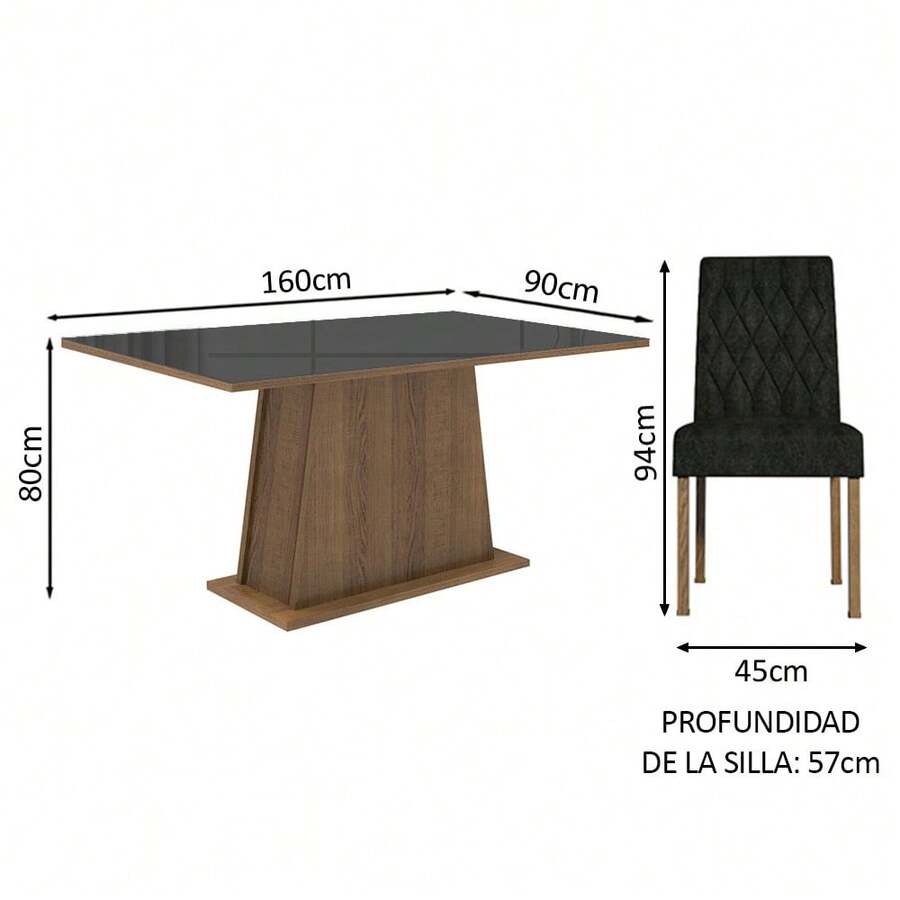 Juego de comedor mesa de vidrio