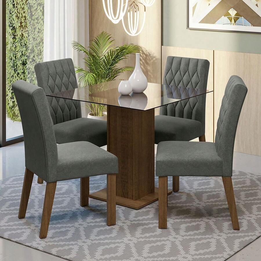 Madesa Comedor Mesa Cristal 4 Sillas